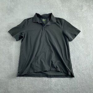 Izod Performance Golf Polo Shirt L/G Black Polyester Mens Top 0635